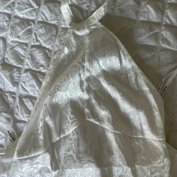 For love & Lemons white brocade satin open slits halter maxi dress - Picture 2 of 8